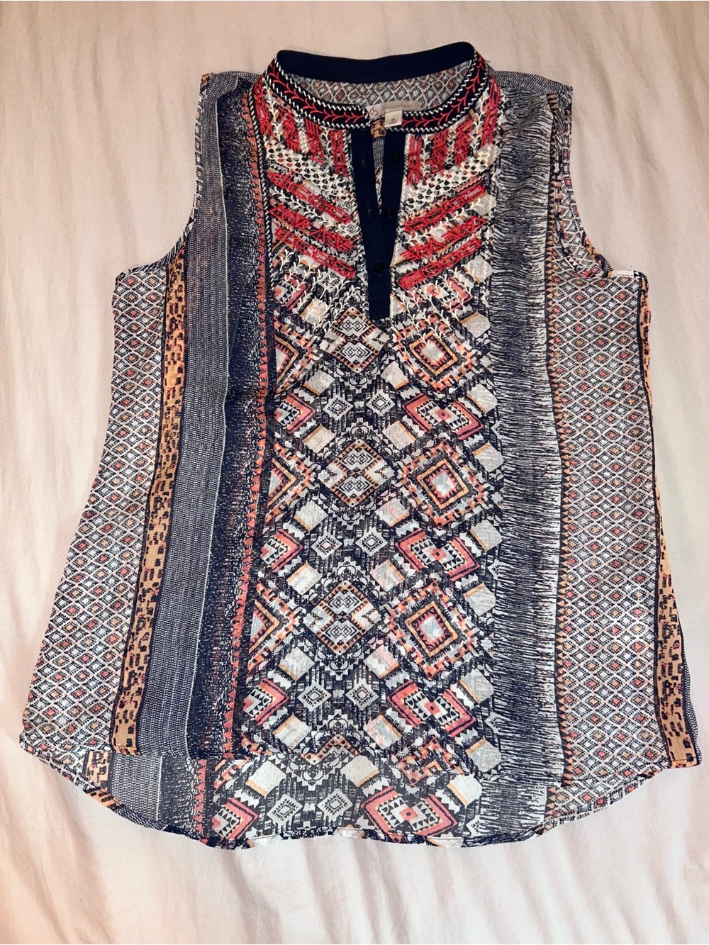 db Established 1962 Sleeveless Chiffon Tunic Bohemian Medium